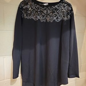 Ava & Viv blouse size XL. Black with silver